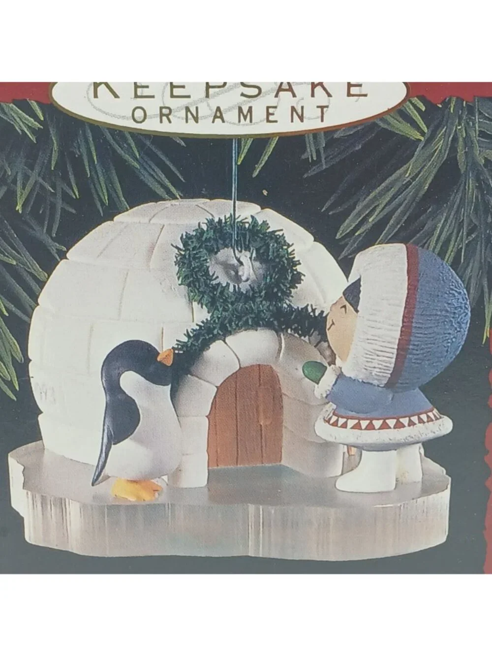 Hallmark  Ornament Frosty Friends 1993 Anniversary Ed Igloo Penguin Puppy #D-9
